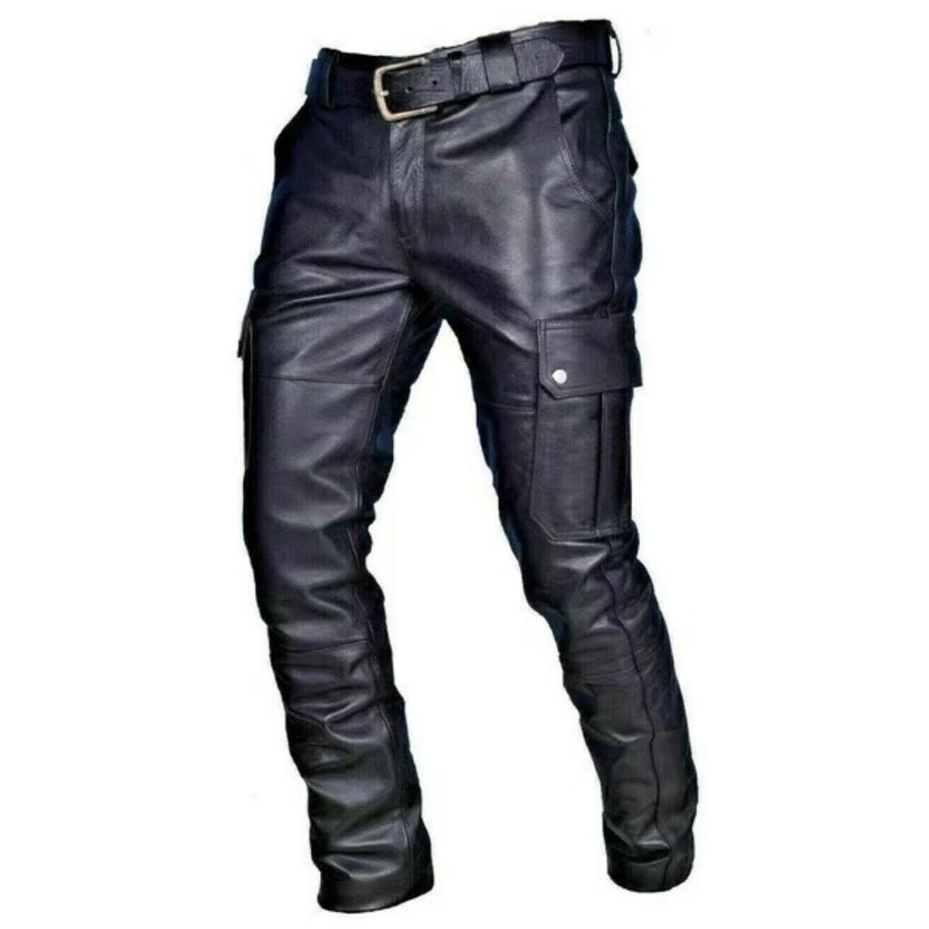 JKQYYSG Erkek Deri Pantolon, Erkek, Motosiklet, Uzun Boy, Biker Pantolon, Sahte, Büyük Beden, Bahar,