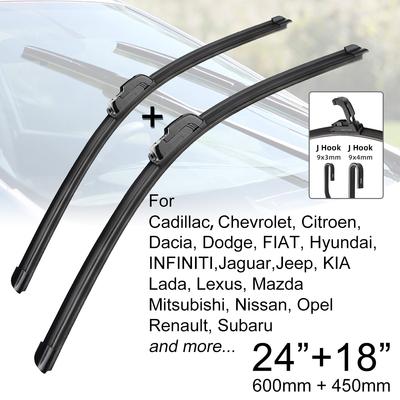 Lâminas de limpador de pára-brisa dianteiro do carro 24 "+ 18" j gancho tipo u universal para citroen fiat hyundai kia mazda mitsubishi nissan subaru