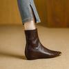 Fashion pointed elastic thin boots 2025 autumn and winter new inner height increase versatile comfortable commuting soft leather small short boots wom