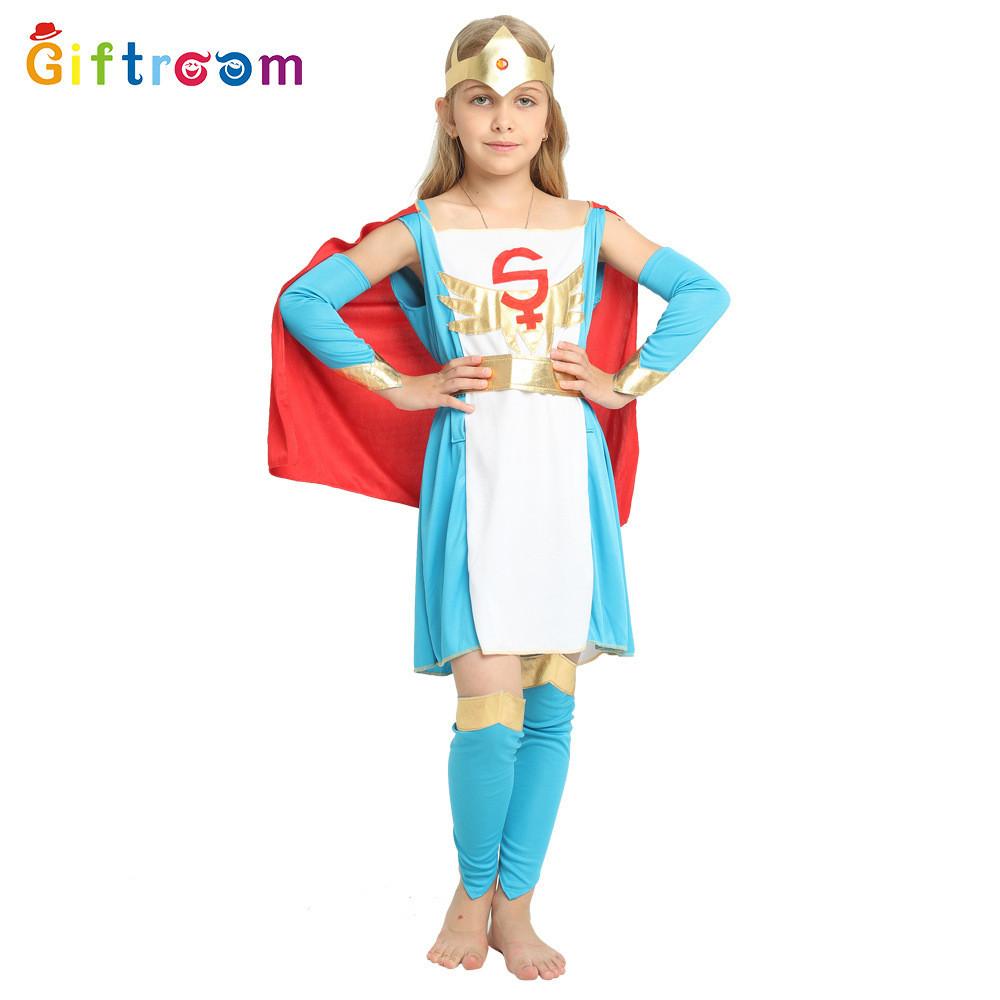 

Изысканное бело-голубое платье египетской богини для девочек, идеально подходящее для сценических выступлений, косплея и L