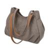 Lässige Canvas-Tragetasche mit gefaltetem Frontdesign Lange Schultergurte Große Kapazität Shopper-Tasche für den täglichen Gebrauch