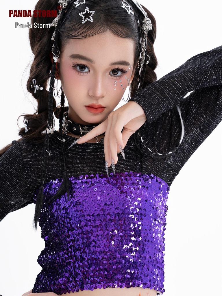 Σετ Μπαντό και Μακρύ Παντελόνι για Κορίτσια με Μοντέρνες Πούλιες για Τζαζ Χορό - Στολή για Παράσταση Street Dance