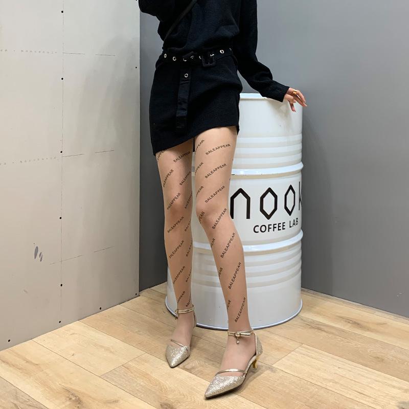 Summer Women Sexy Stockings Letter Print Tights Socks Stockings Sheer Tights Wild Thin Socks