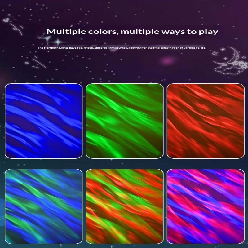 Northern Light Projector RGB Atmosphere Night Lights Remote Control USB Aurora Projection Lamp 360° Rotate for Home Party Decor