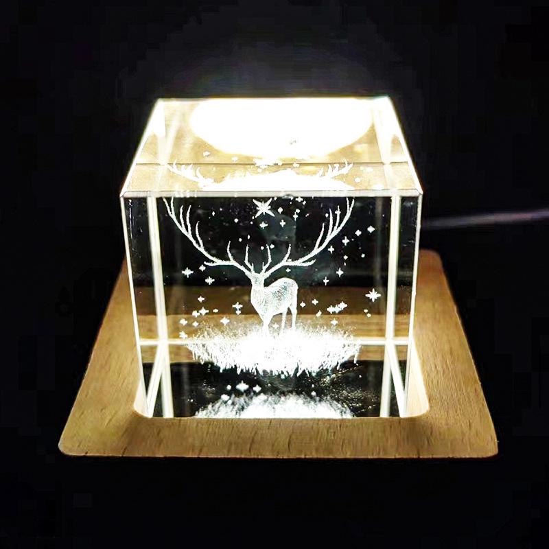 Crystal Cube Night Light: Creative Home Decor & Souvenir Gift for Girls' Birthdays