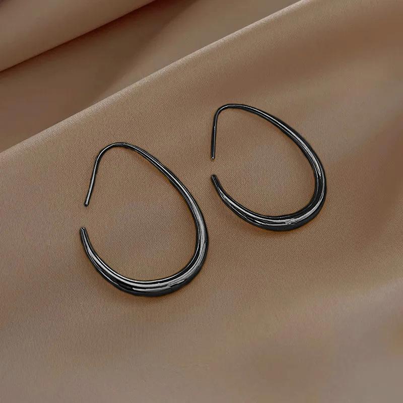 Huitan Waterdrop Shaped Big Hoop Earrings for Women Minimalist Metal Earrings Daily Wear Temperament Statement Jewelry Drop Ship