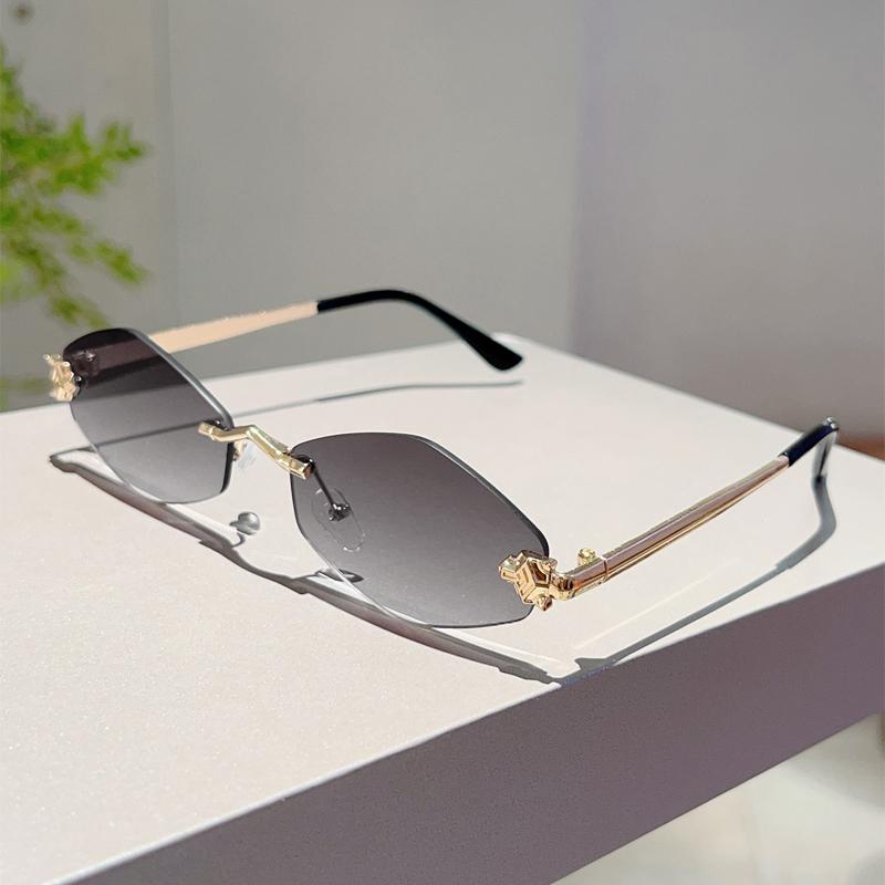 Rimless Polygon Sunglasses Men  New Gradient Ocean Lenses Decor Shades Women Ins Trendy Stylish Design Sun Glasses