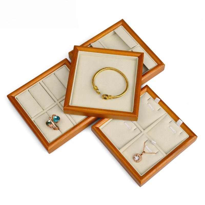 Small Solid Wood Jewelry Tray, Ring & Pendant Display Dish for Store Showcase