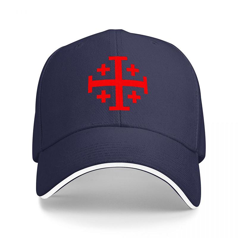 Templar Cross Embroidered Black Baseball Cap with Red Symbol Design for Unisex and Women Fashionable Streetwear Accessory