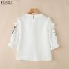 ZANZEA Women Casual Round Neck Loose Print 3/4 Sleeve Blouse