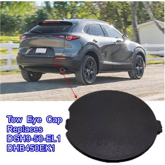 Rear Bumper Tow Hook Eye Cap Cover Compatible for Mazda 2020-2023 CX-30 CX30 Black Textured,Tow Eye Cap Replaces DGH9-50-EL1 DHB450EK1