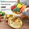 3-In-1 Stainless Steel Kitchen Set, Equipped With Built-in Grinding, Multifunctional Filter, And Mixing Bowl