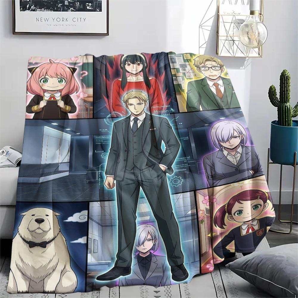 Spy X Family Main Characters & Scene Collage Set Flannel Blanket, Birthday & Holiday Gift, Soft Warm Throw for Home Decor.chl