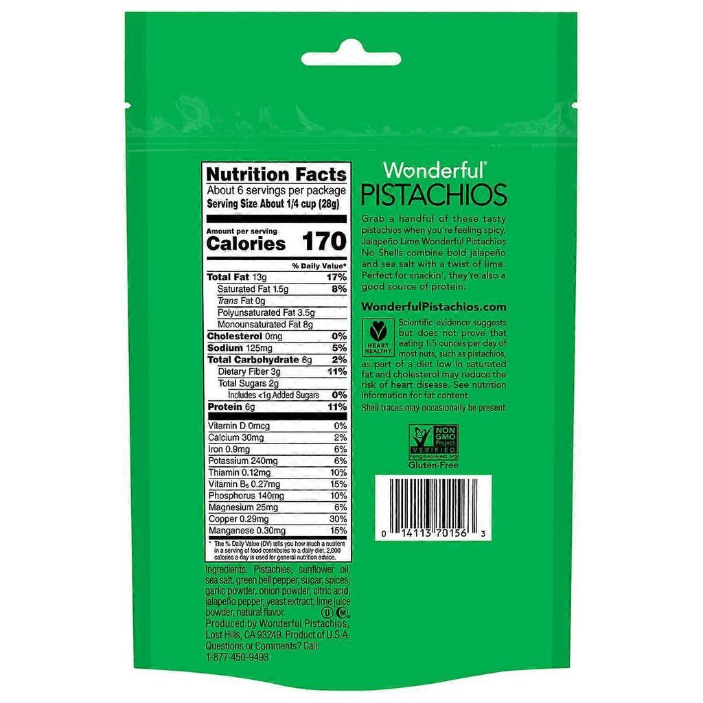 Wspaniałe Pistacje Jalapeno z Limonką Bez Łupin - 5.5oz