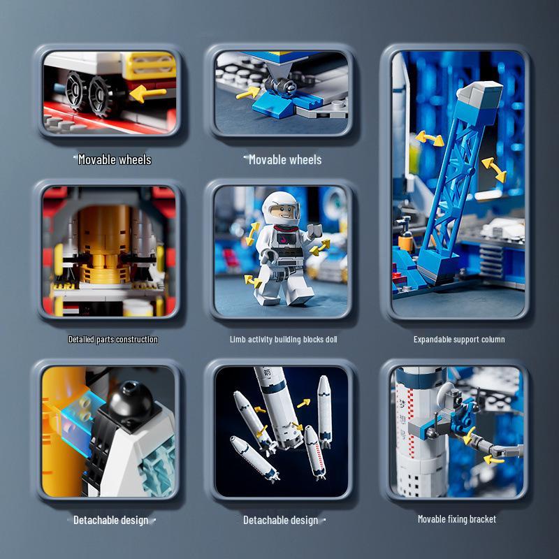 Lele Brothers Aerospace Rocket Building Blocks - Compatible with Lego, Children's Educational Assembly Model Toys and Ornaments.