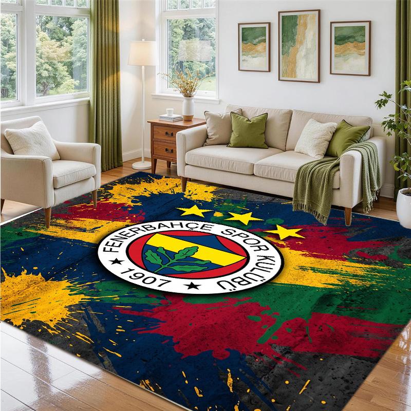 Fenerbahçe FC Design Crystal Velvet Rug Soft Decorative Mat for Bedroom Entrance