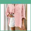 Polo da Donna a Righe con Maniche Lunghe per l'Estate Casual