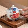 140ml Chinese Handmade Ceramic Teapot Dragon Egg Tea Pot Beauty Tea Infuser Hand-painted Fish Kettle Porcelain Tea Set Teaware