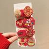 4Pcs New Year Plush Pony Hairpin Atmosphere BB Clip Cute Cartoon Year Of The Horse Hair Clips Red Series Hair Accessories Gifts