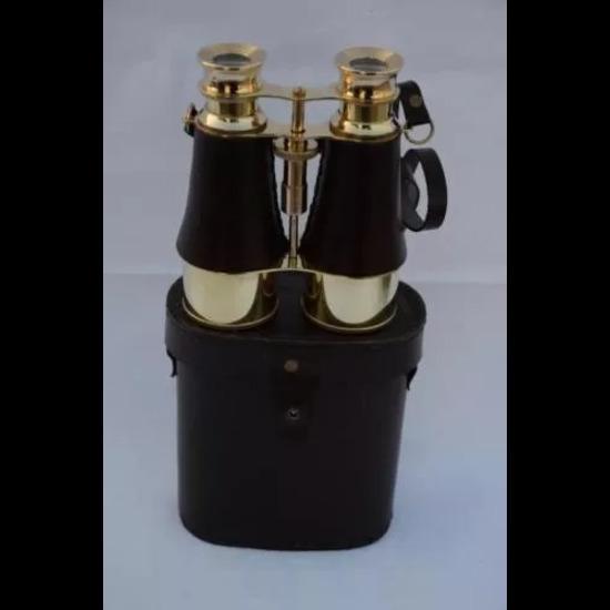 

Solid Brass Binoculars with Leather Case | Vintage Nautical, Handmade, Gift M чорний