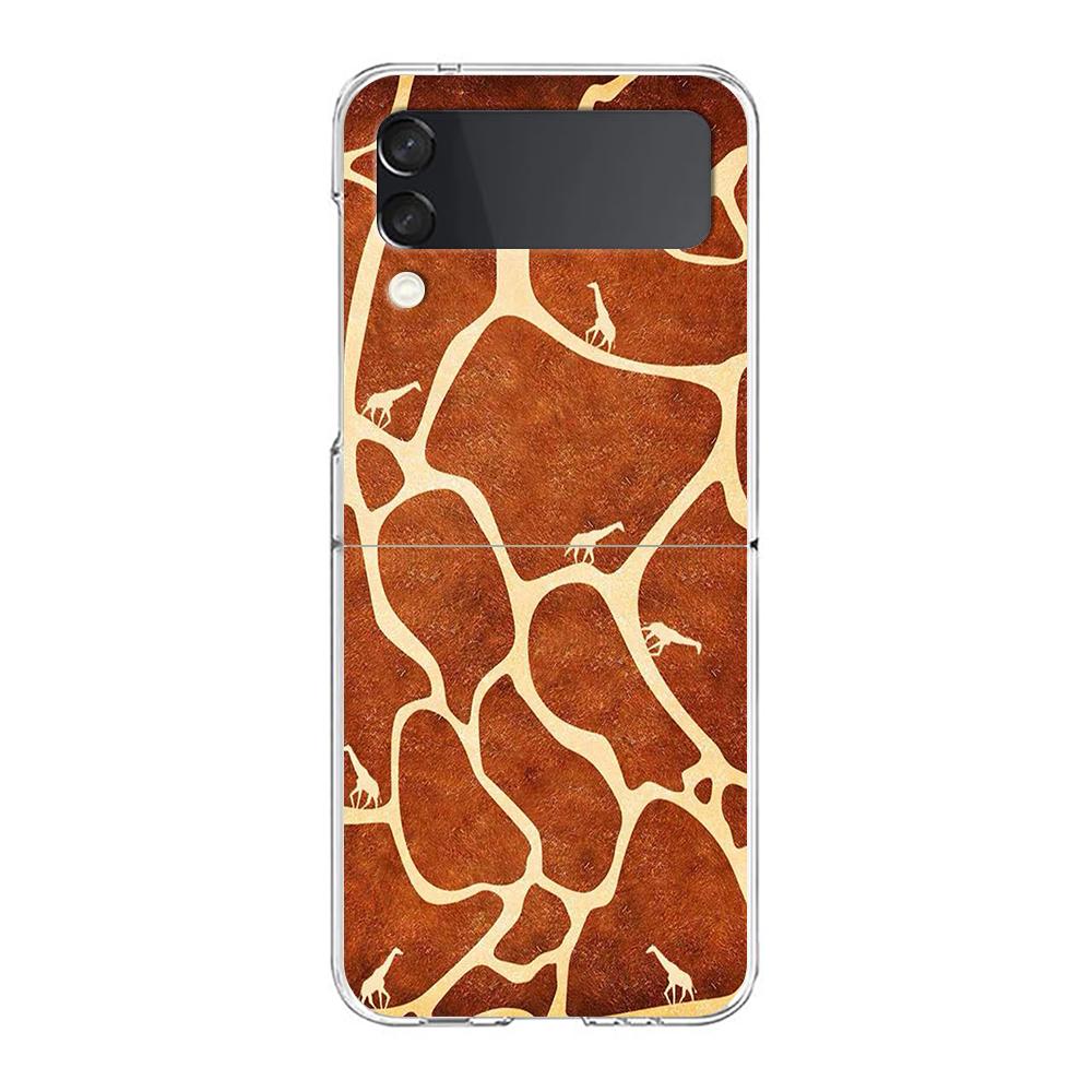 Giraffe Phone Case For Samsung Galaxy Z Flip 3 4 5 Hard Folding Clear PC Bumper For Samsung Z Flip3 Transparent Back Cover