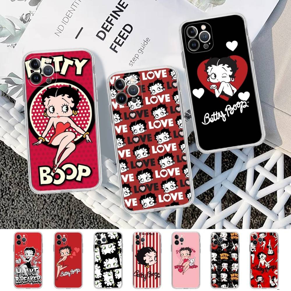 Animation B-Betty Boop Transparent TPU Phone Case For IPhone 17 11 12 13 14 15 16 Pro Max 16 Plus Cover