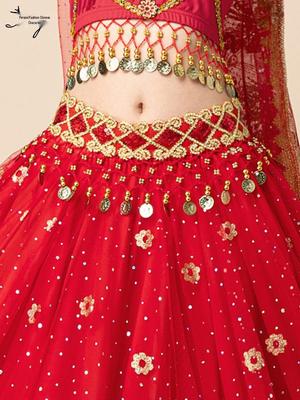 Chaîne de taille de danse du ventre Huayu avec paillettes et pièces de monnaie pour la performance et la pratique