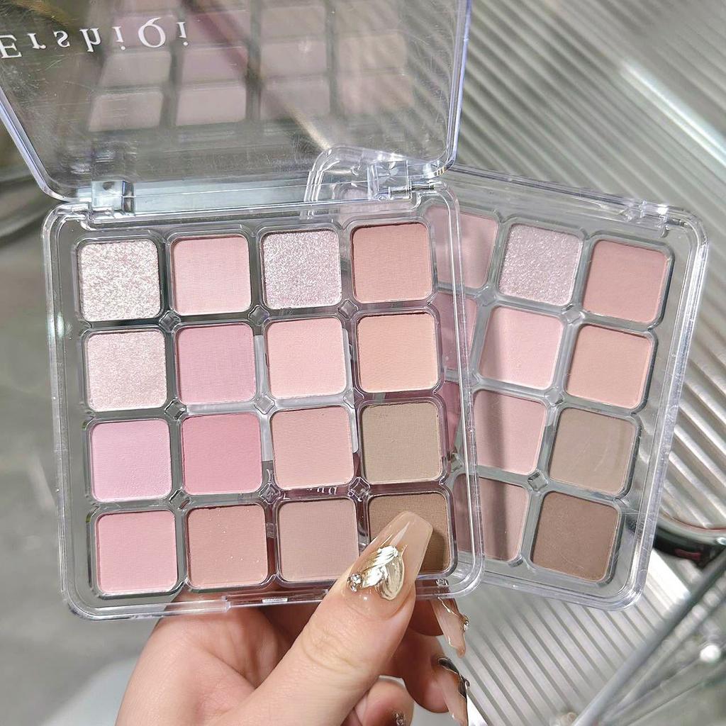 Pink Peach Pearly Matte Eyeshadow Palette Glitter Eye Shadow Pigment Waterproof Lasting Korean Cosmetics Earth Colors 16 Colors