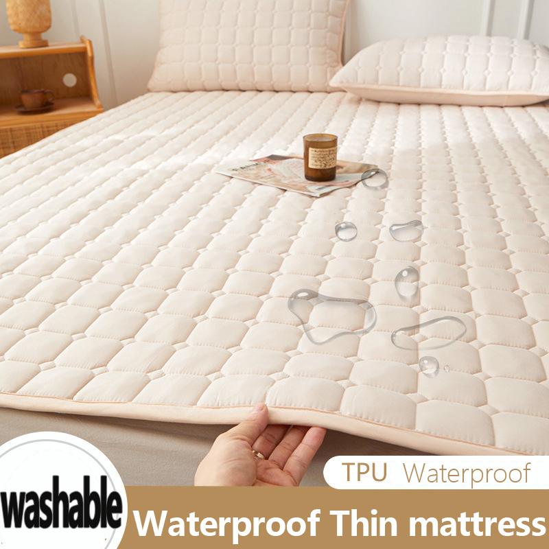 Waterproof Thin Mattress, Quilted and Sandwiched Cotton Mattress, Home Bedroom and Dormitory Soft Cushion, Protected Pad, Anti Slip Mattress