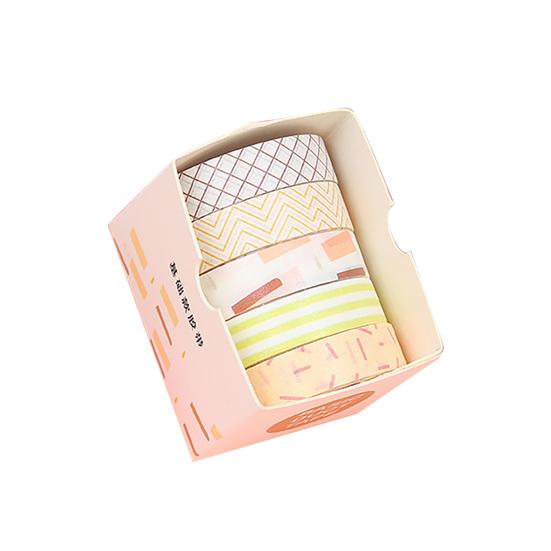 5 Rolls/Set Tape Stylish Bright-colored Washi Exquisite Wide Application Scrapbooking Tape for Handicraft