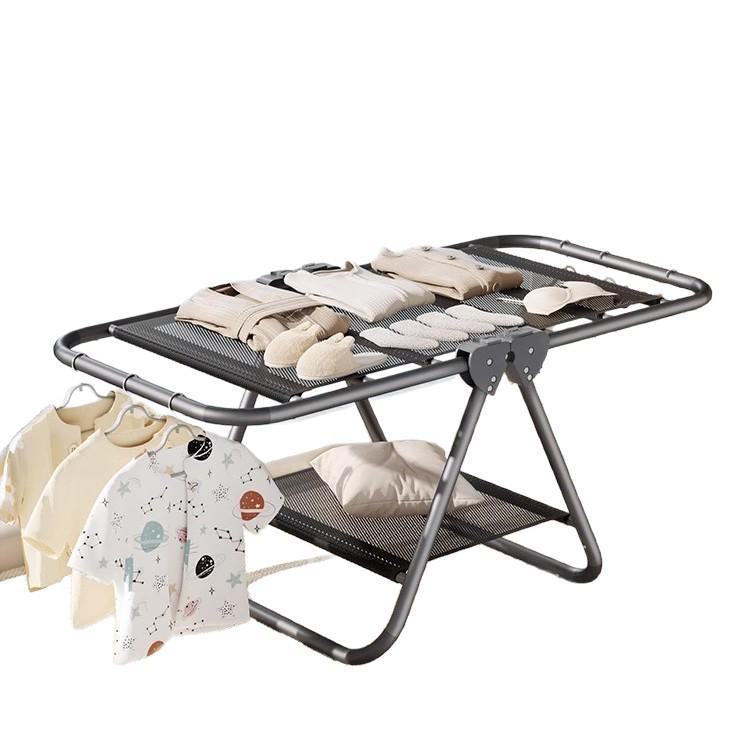 Foldable Balcony Clothes Drying Rack with Storage for Baby Clothes, Socks, and Underwear