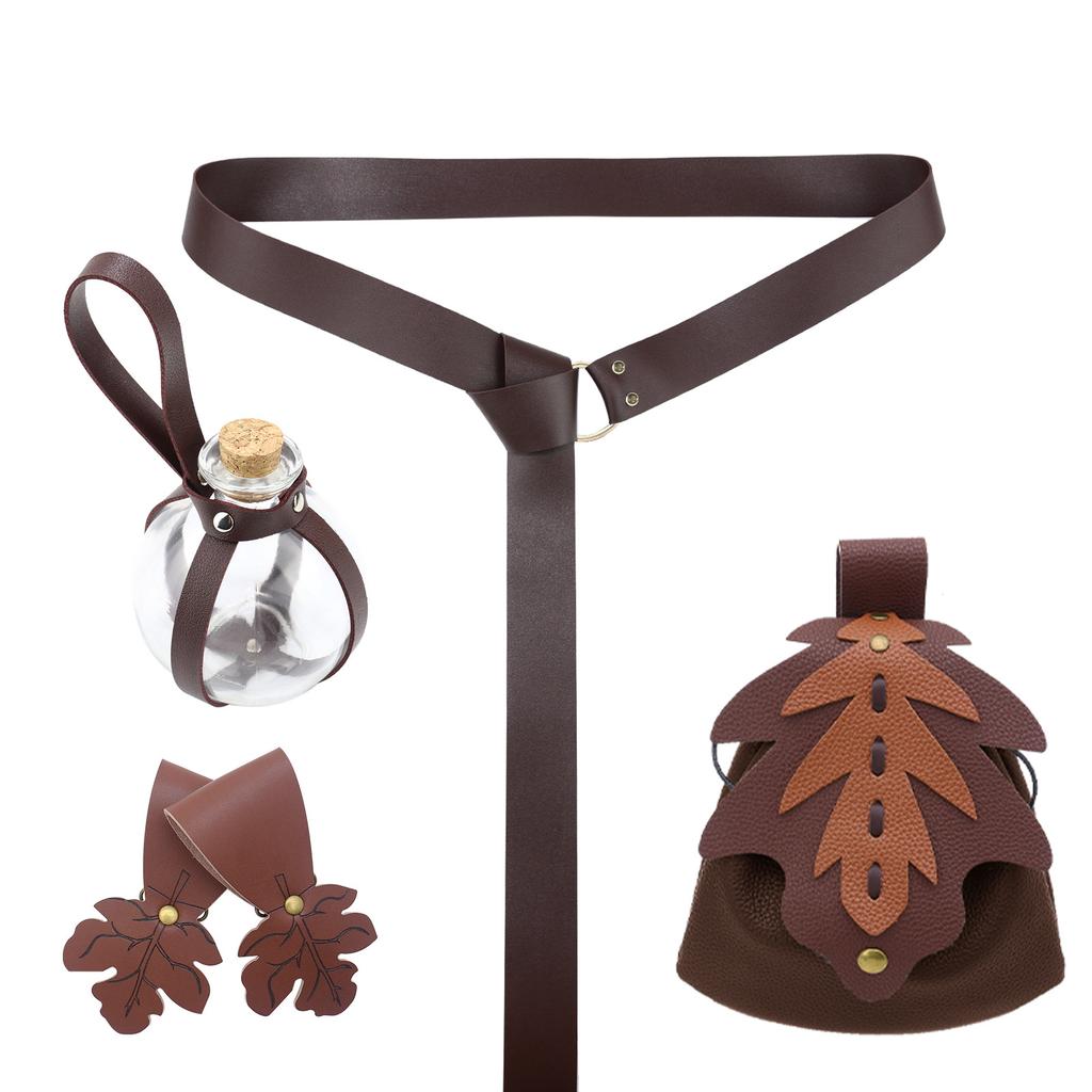 Mittelalterliches Halloween Kostüm Zubehör Set Wikinger Gürtel Rock Riemen Clip Karneval Cosplay Requisiten