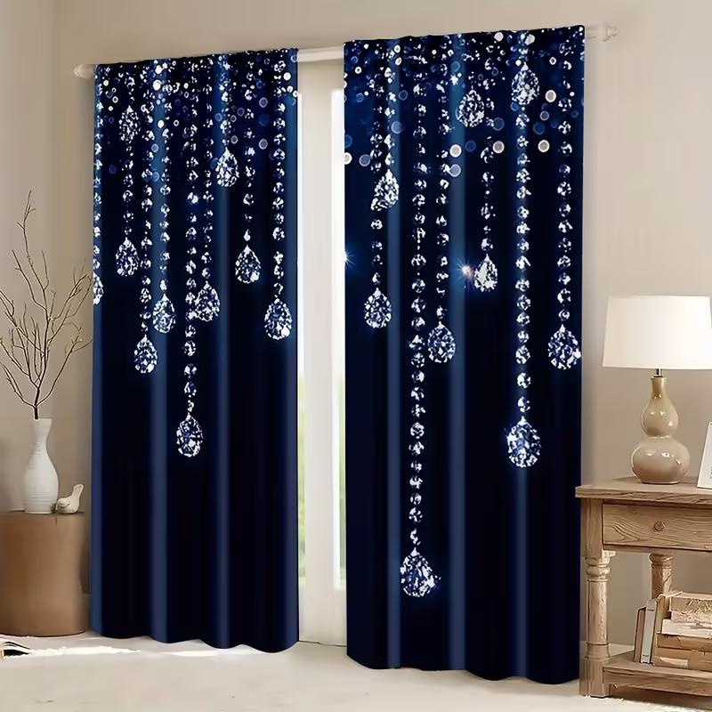 2 Pcs Diamond pendant print curtains,suitable for bedroom,living room kitchen decoration,home decoration,window decoration