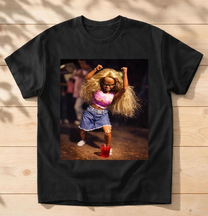 Funny Disgusting Doll Face Meme Girl Dancing Party Shirt Summer Unisexs and Womens Loose and Breathable Tshirt Top