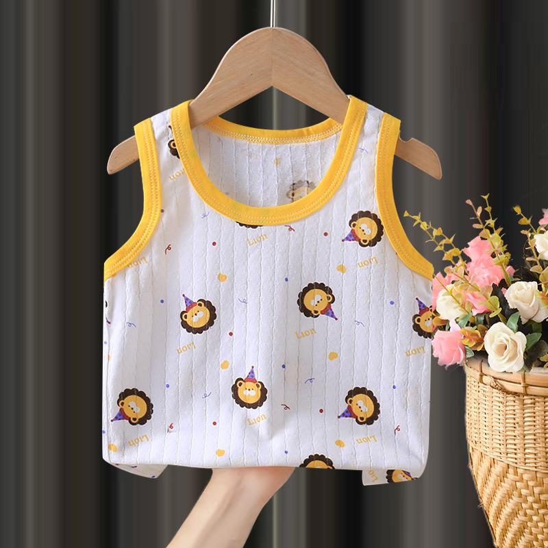 Children's Pure Cotton Vest Cartoon Girls' Summer Thin Suspender Boys' Pure Cotton Vest Baby Sleeveless Backing Vest