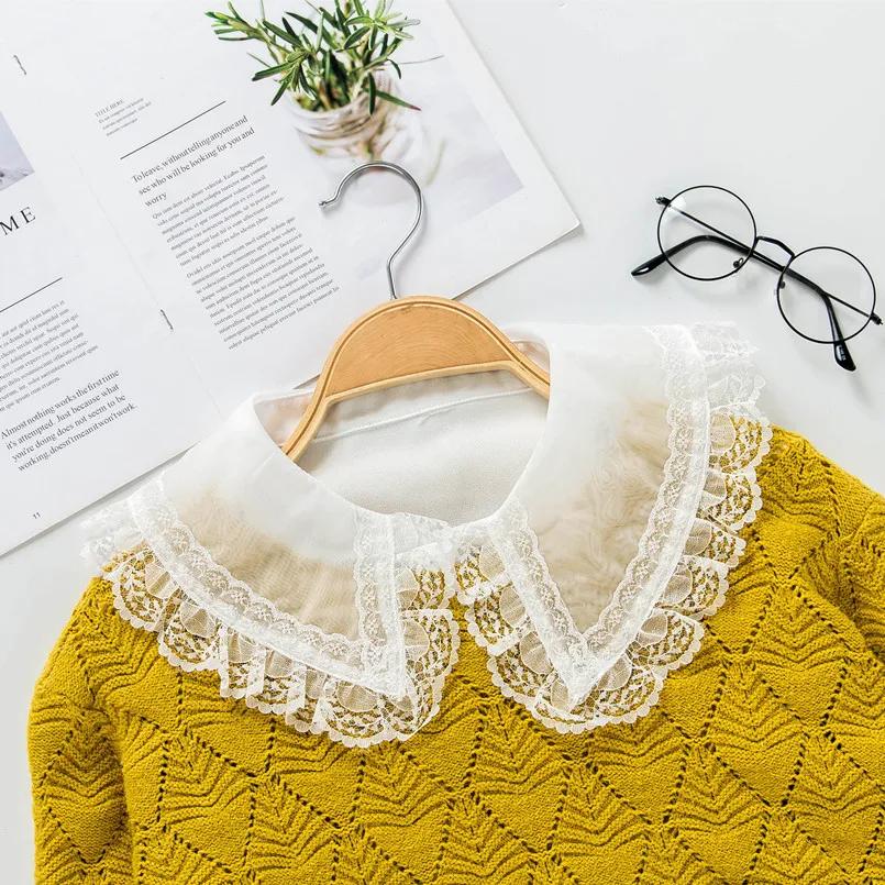 Perfect Match Women Lace Cotton Fake Collar Detachable Collar Vintage Shirt Blouse Top Ladies Big Mesh False Blouse Collar Half Shirt