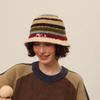 Warm Striped Fisherman Hat Anti-cold Woven Basin Cap Seaside Beach Cap Knitted Bucket Hat  Daily