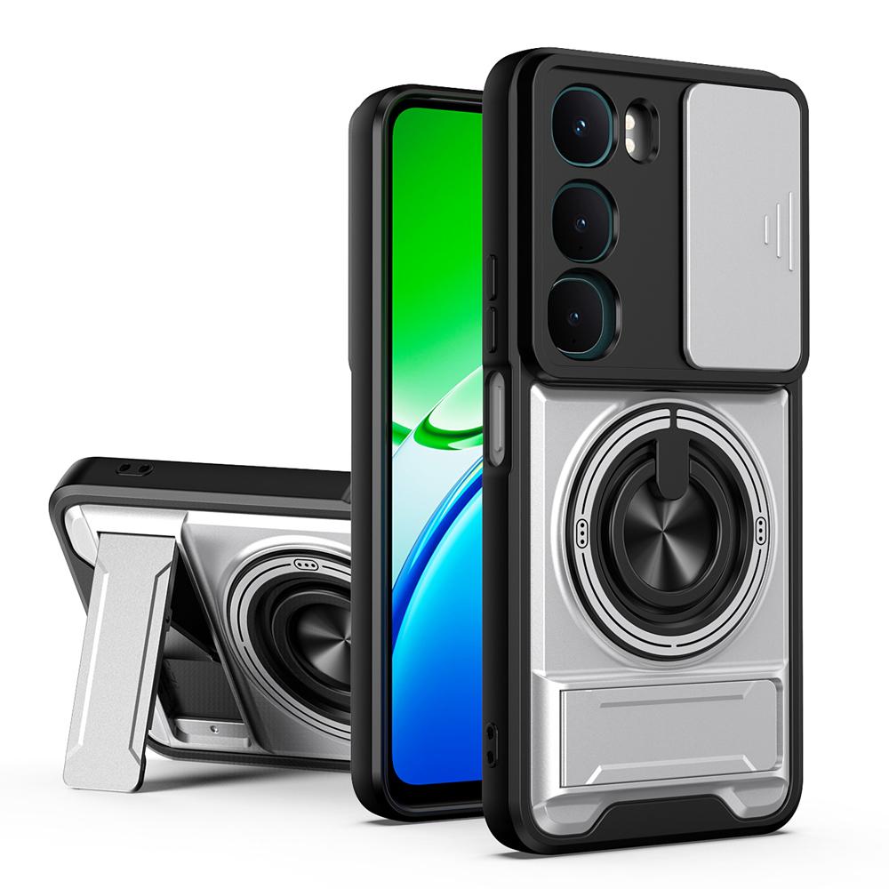 KEYSION Magnetic Phone Case for VIVO Y21d Y31 5G Y19S Pro Slide Camera Protection Upright Kickstand Ring Shockproof Back Cover