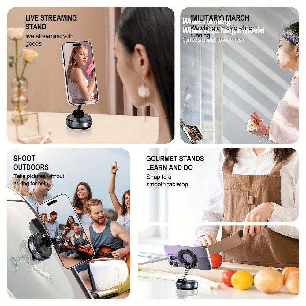 Upgraded 360°Vacuum Magnetic Phone Holder Magnetic Car Phone Mount, Hands-Free Suction Cup Phone Holder for Car/Gym/Mirror
