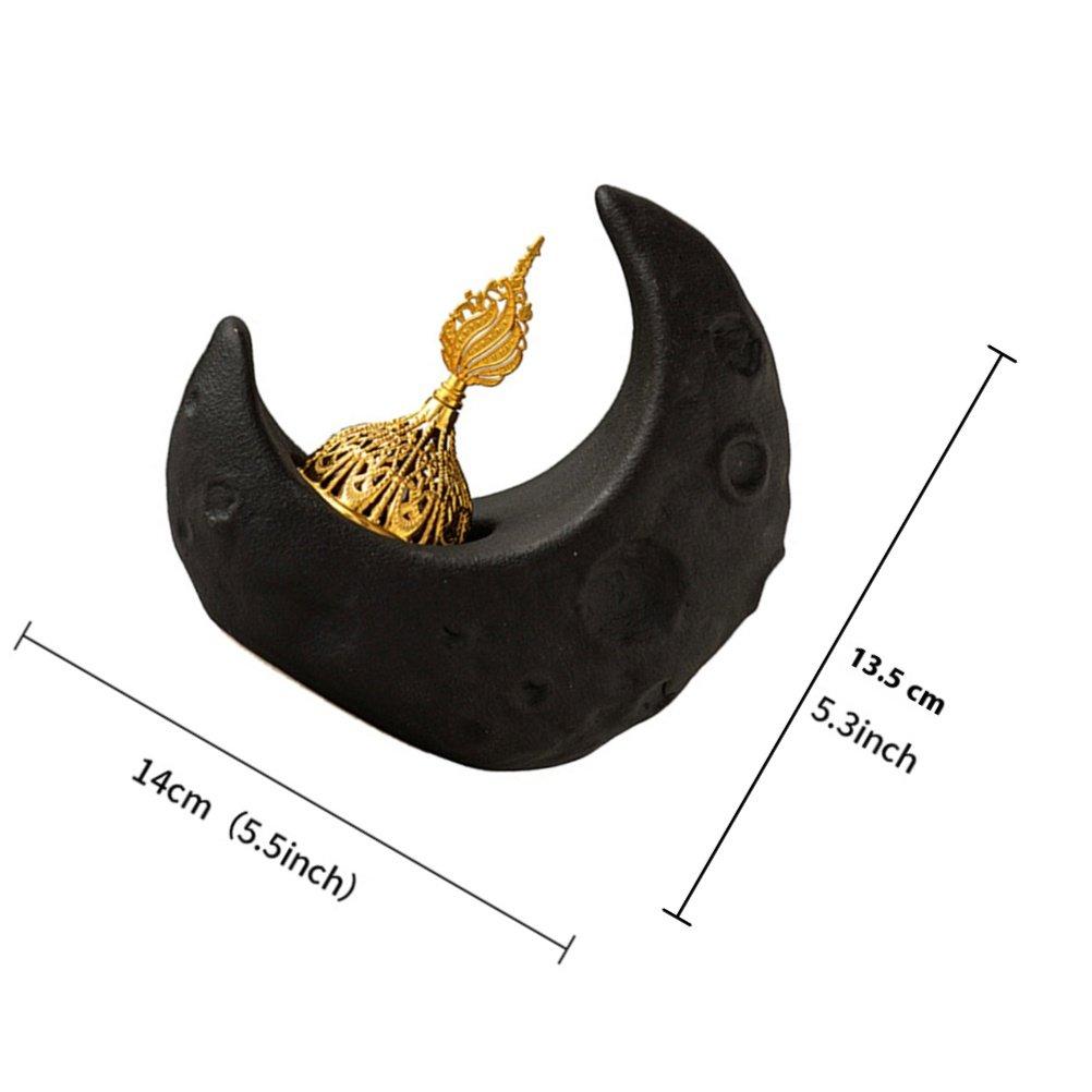 Moon Shaped Ceramic Incense Holder Desktop Burner Aromatherapy Furnace Decorative Censer Ornament Moon Incense Burner чёрный