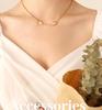 Korean Style Summer Cutout Double Pendant Collarbone Necklace, Titanium Steel with 18K Gold Plating P569