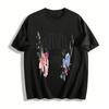 Vintage Floral Print Top Eternal Love Slogan Casual T-Shirt Pure Cotton T-shirt