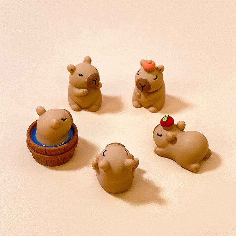 Mini Capybara Resin Miniature Figurine Resin Diy Accessories Desktop Small Ornaments Homemade Car Decoration Figurines