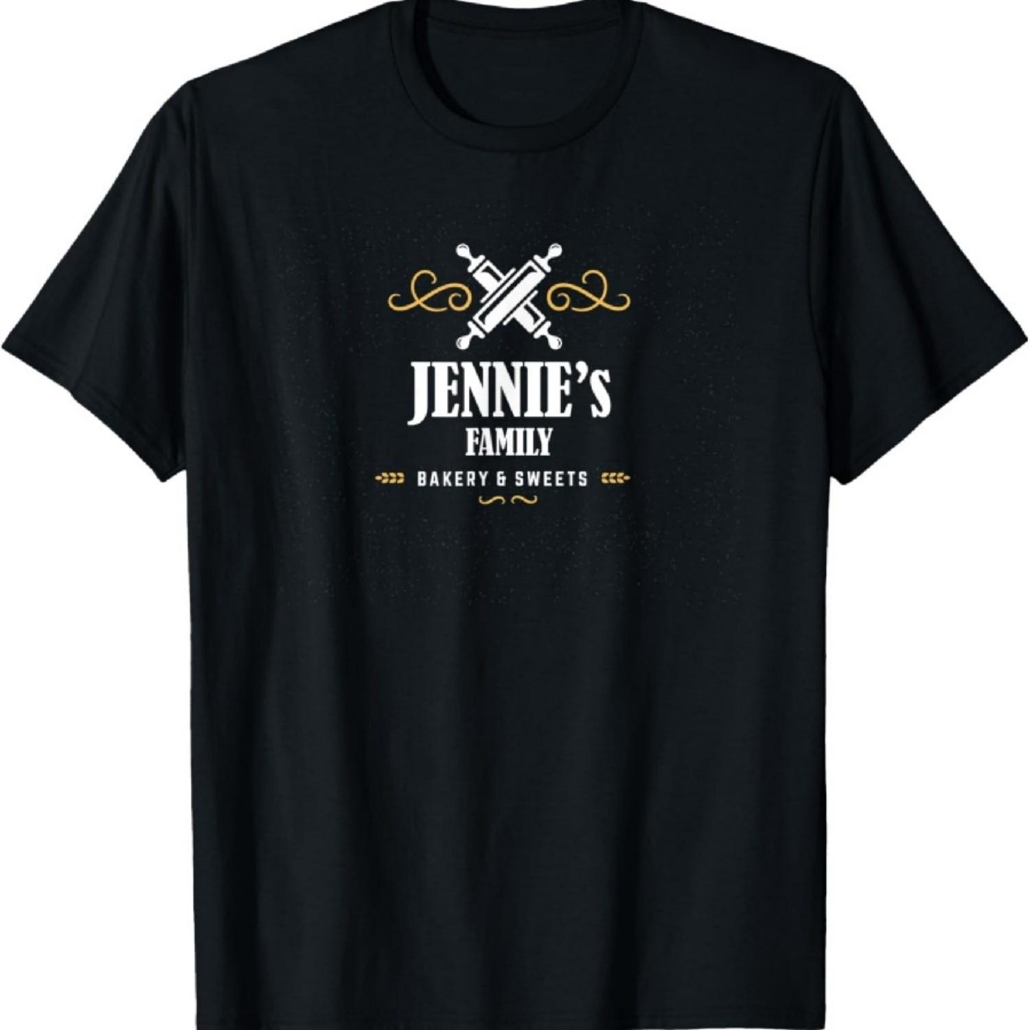 

For Baking Lovers JENNIE s FAMILY BAKERY Last Name Gift T-Shirt XXXXXL чорний