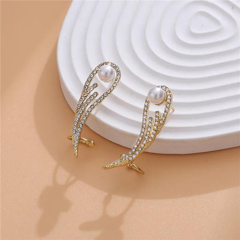 Eenvoudige Legering Lange Vleugel Stud Temperament Veer Oorbellen Zilveren Vleugels Vorm Elf Oor Manchet Oorbellen Sieraden Accessoires Cadeaus