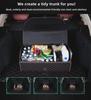 Foldable Leather Car Trunk Storage Box with Detachable Compartments