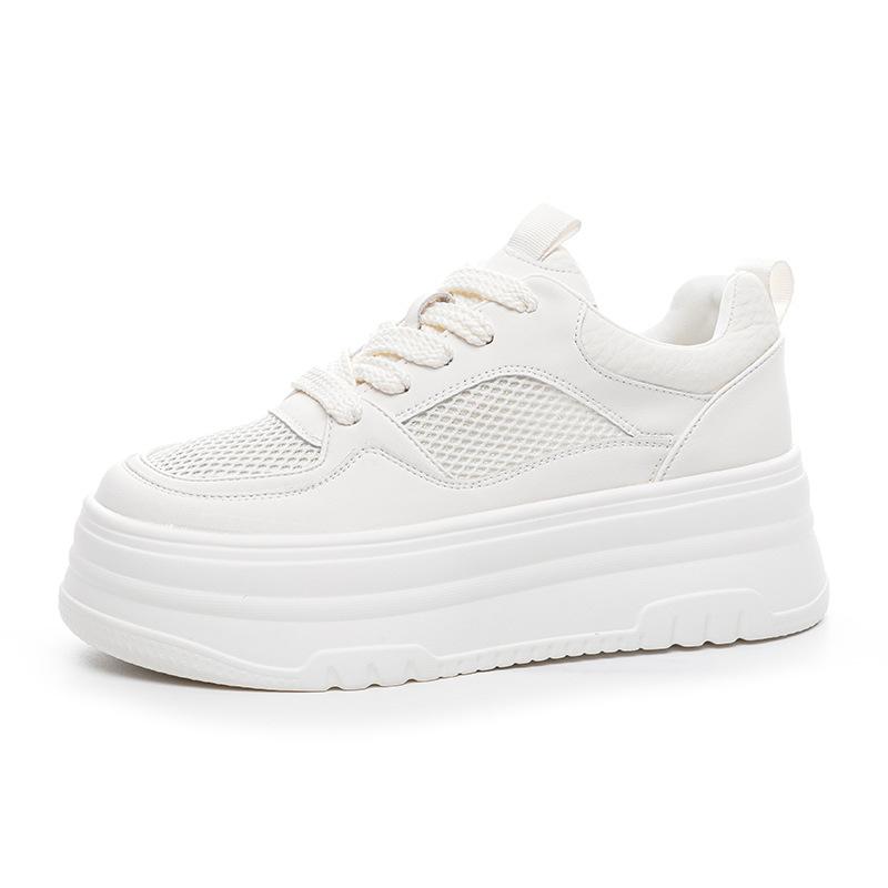 Thick-soled inner height-increasing small white shoes women's 2025 new summer mesh breathable women's shoes lightweight soft-soled muffin shoes