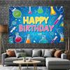 2D Flat Kids Science Party Backdrop "Happy Birthday" Lab Test Tube Background Cloth