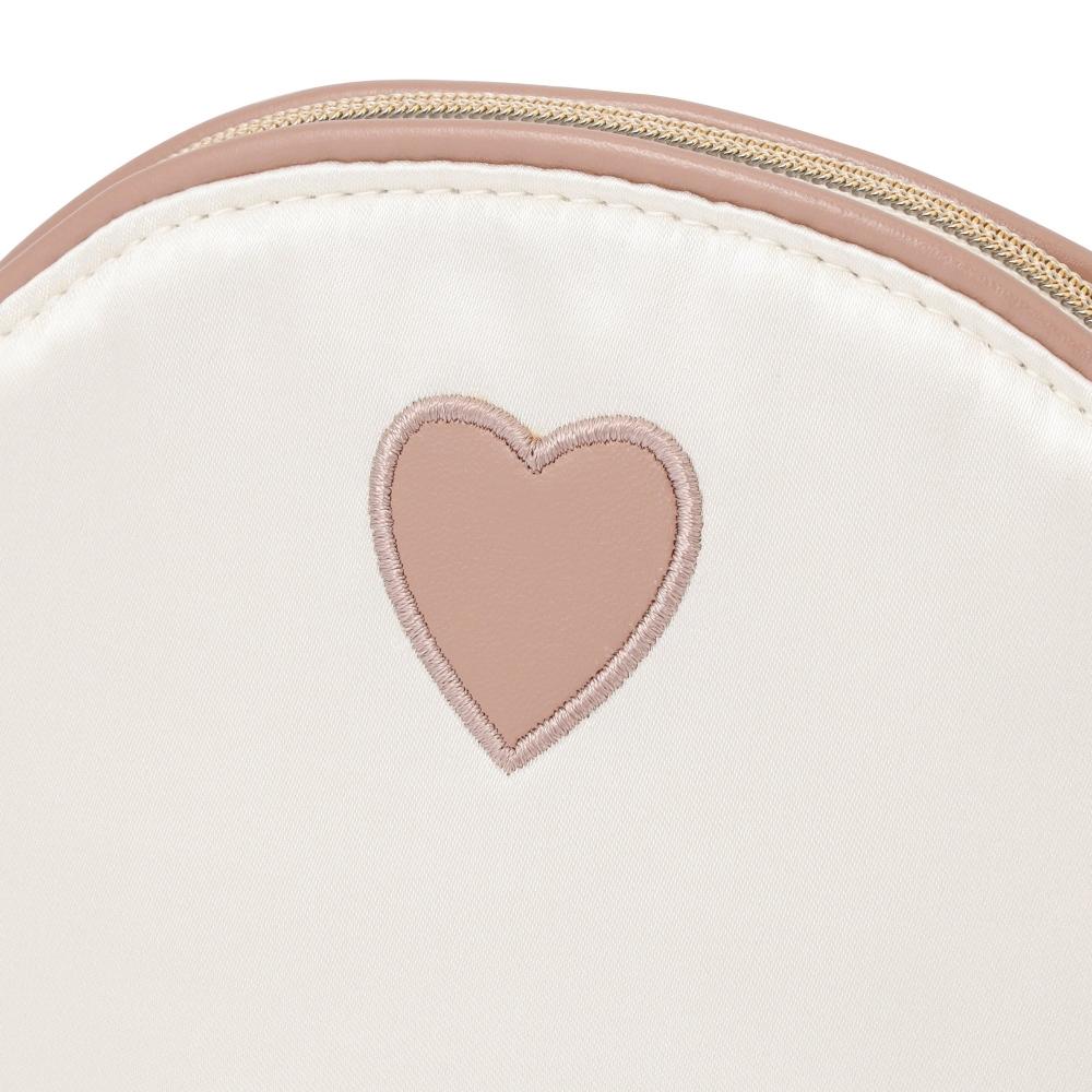 Franc Franc Japan Heart Patch Satin Pouch S Ivory