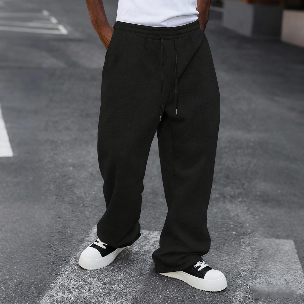 Herren Baggy Sweatpants Fleece Freizeithose Elastischer Bund Sportliche Trainings-Jogginghose Herbst Winter